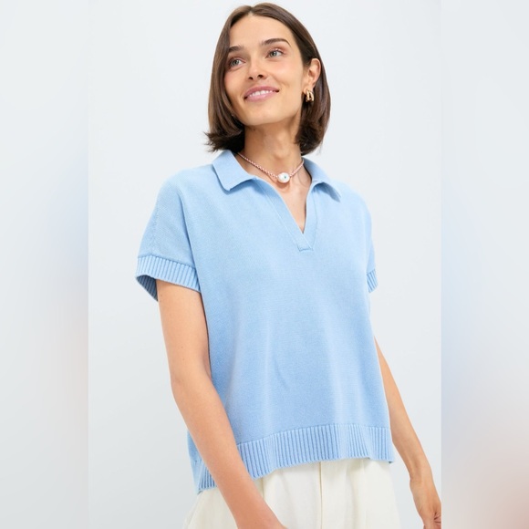 Tuckernuck Tops - NWT Tuckernuck Henry Knit Polo in Light Blue, Size Large